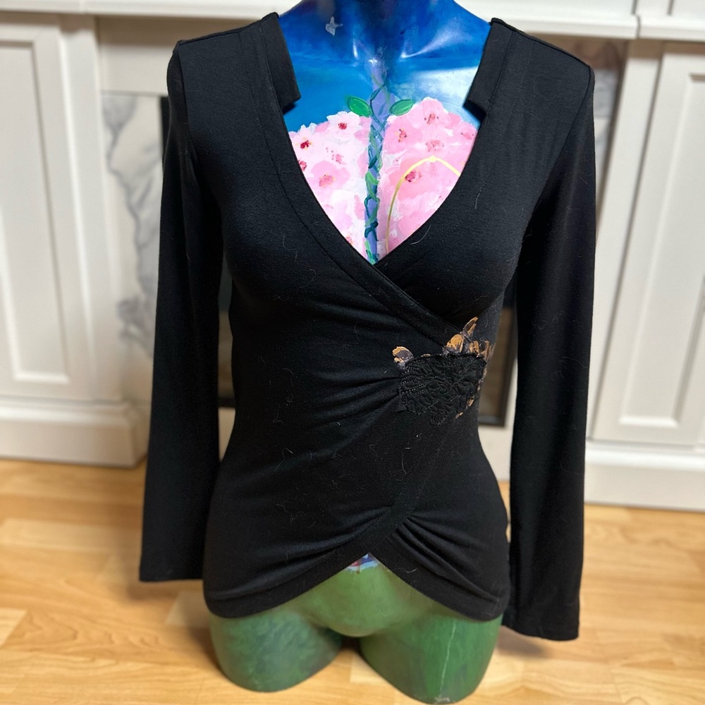 Vintage Y2K Foxy Jeans deep scoop neck top.